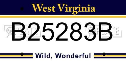 B25283B West Virginia License Plate