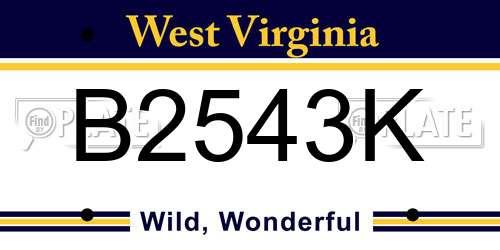 B2543K West Virginia License Plate