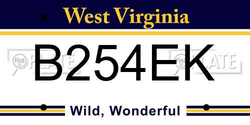 B254EK West Virginia License Plate