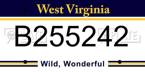 B255242 West Virginia License Plate