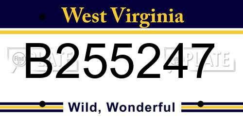 B255247 West Virginia License Plate