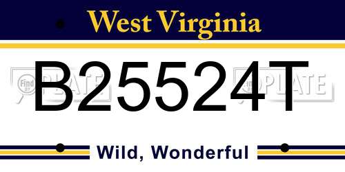 B25524T West Virginia License Plate