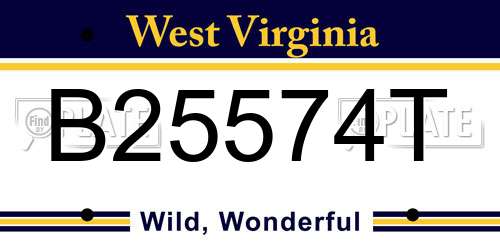 B25574T West Virginia License Plate