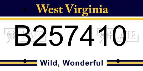 B257410 West Virginia License Plate