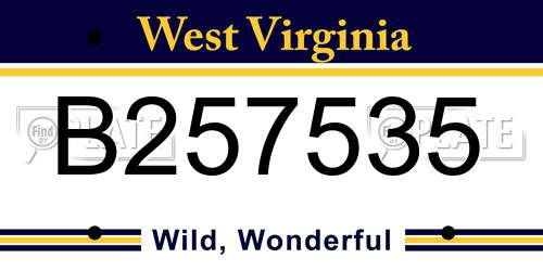 B257535 West Virginia License Plate