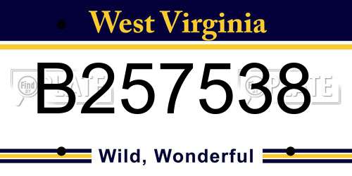 B257538 West Virginia License Plate