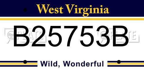 B25753B West Virginia License Plate