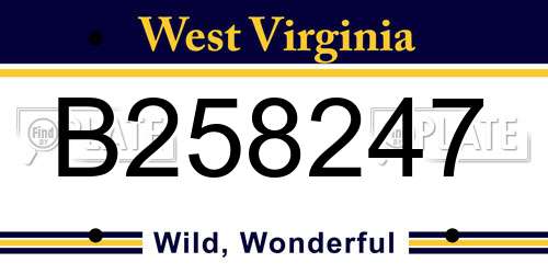 B258247 West Virginia License Plate