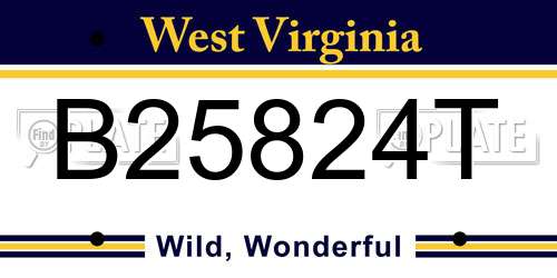 B25824T West Virginia License Plate