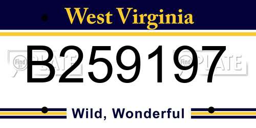 B259197 West Virginia License Plate