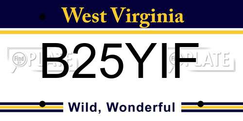 B25YIF West Virginia License Plate