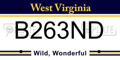 B263ND West Virginia License Plate