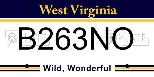 B263NO West Virginia License Plate