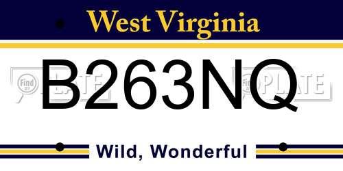 B263NQ West Virginia License Plate