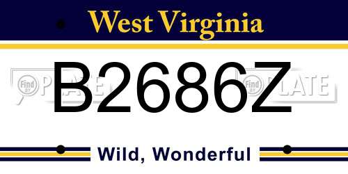 B2686Z West Virginia License Plate