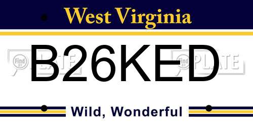 B26KED West Virginia License Plate
