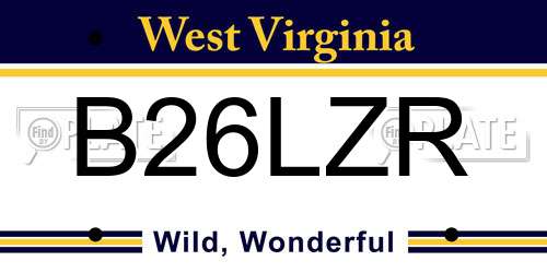 B26LZR West Virginia License Plate
