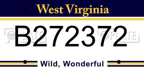 B272372 West Virginia License Plate