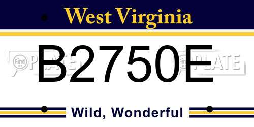 B2750E West Virginia License Plate