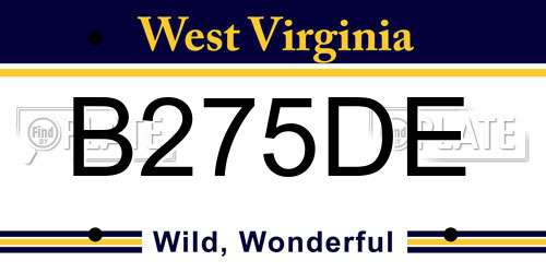 B275DE West Virginia License Plate