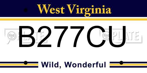 B277CU West Virginia License Plate