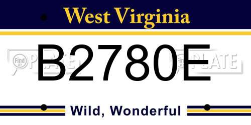 B2780E West Virginia License Plate