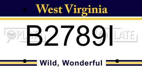 B2789I West Virginia License Plate