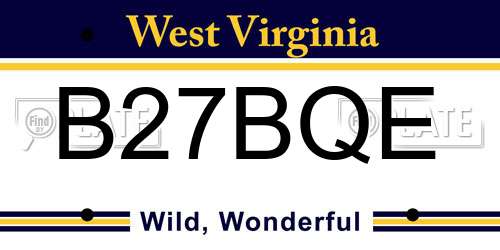 B27BQE West Virginia License Plate
