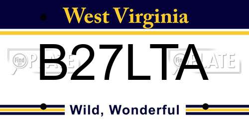 B27LTA West Virginia License Plate