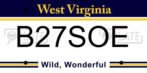 B27SOE West Virginia License Plate