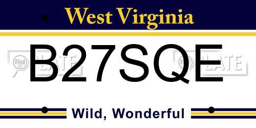 B27SQE West Virginia License Plate