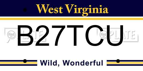 B27TCU West Virginia License Plate
