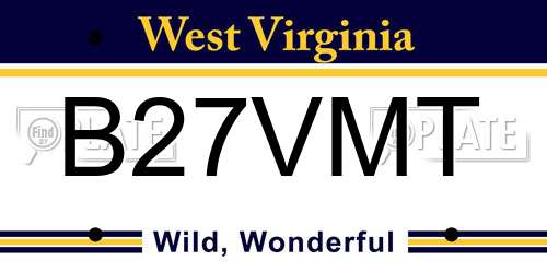 B27VMT West Virginia License Plate
