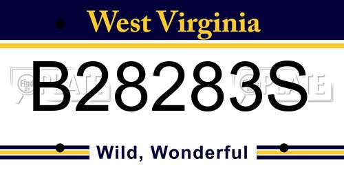 B28283S West Virginia License Plate