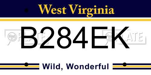 B284EK West Virginia License Plate