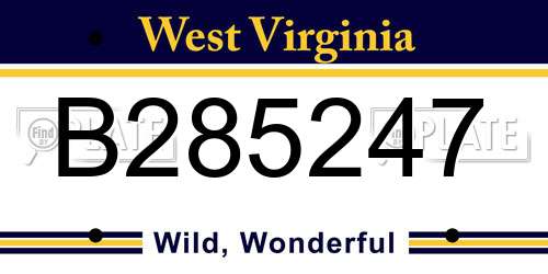 B285247 West Virginia License Plate
