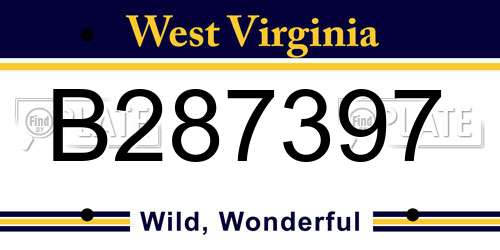B287397 West Virginia License Plate