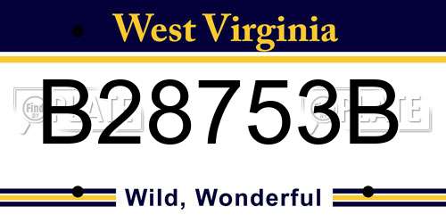 B28753B West Virginia License Plate