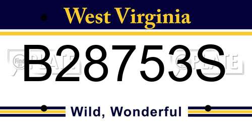 B28753S West Virginia License Plate