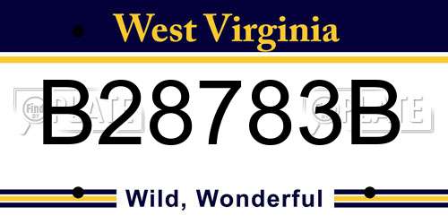 B28783B West Virginia License Plate