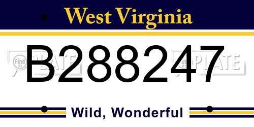 B288247 West Virginia License Plate