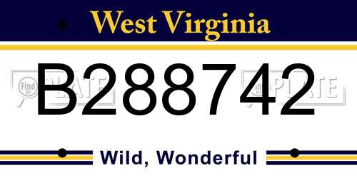 B288742 West Virginia License Plate