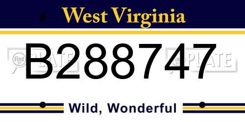 B288747 West Virginia License Plate