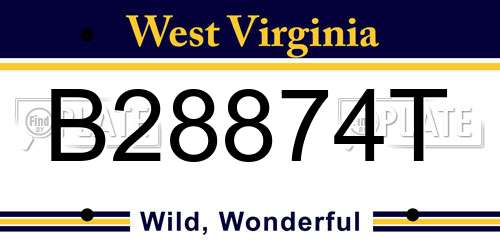 B28874T West Virginia License Plate