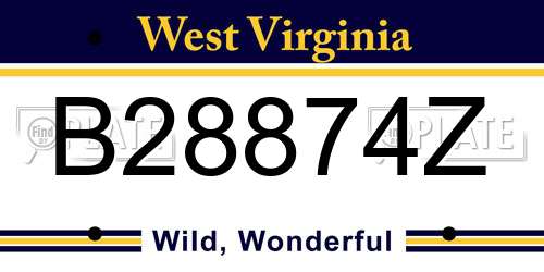 B28874Z West Virginia License Plate