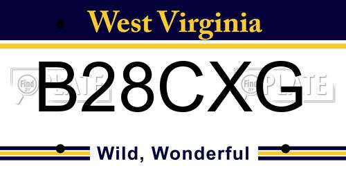 B28CXG West Virginia License Plate