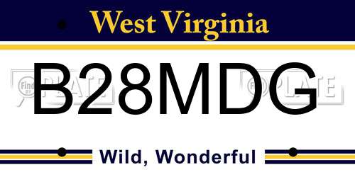B28MDG West Virginia License Plate