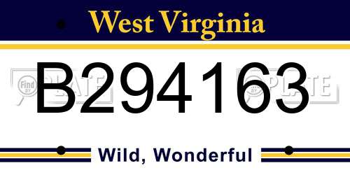 B294163 West Virginia License Plate