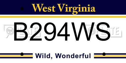 B294WS West Virginia License Plate