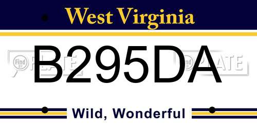 B295DA West Virginia License Plate